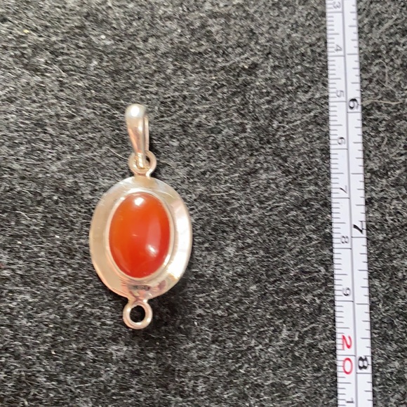 Natural Carnelian jewellery set of earrings and pendant. 925 sterling silver - Picture 8 of 9